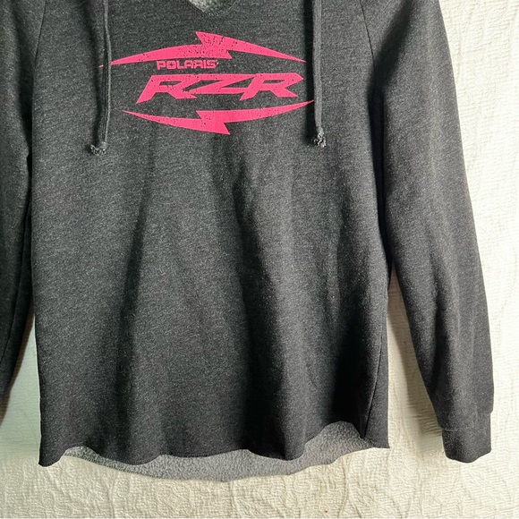 Polaris Womens Small S RZR Lightweight Hoodie Grey Fleece Pullover Hooded Jacket - Picture 3 of 16